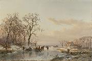 Andreas Schelfhout Een bevroren vaart bij de Maas France oil painting artist